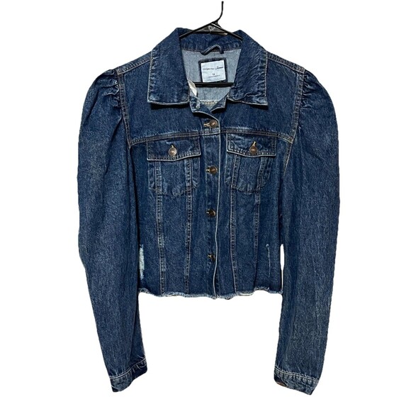 HIGHWAY JEANS Cropped Denim Puffed Sleeve Jacket 100% Cotton Sz 1X NWT - Picture 1 of 8